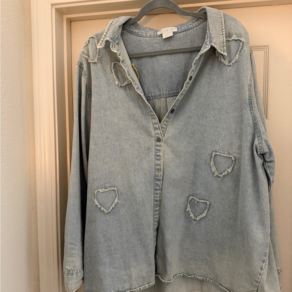 Heart Patch Denim Shirt